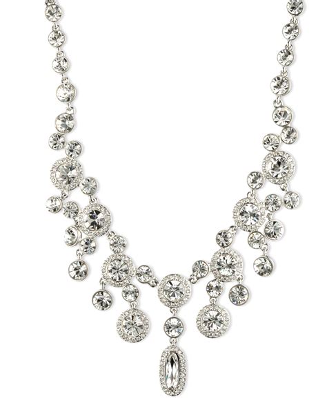 givenchy silvertone and crystal drop necklace|bijoux givenchy fashion jewelry.